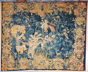 Hercules and the Lernaean Hydra, Audenarde Workshop (ull- og silketeppe)