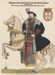 Johannes III av Portugal 1502-1557, pub.16th Century farget gravering.