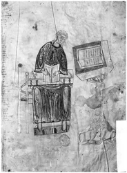 Ms 528 fol.1r Lectionary, kopisten