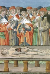 Ms Hunter 9 f.36r Dissection, fra De Medina Fen I. II, av Avicenna (980-1037)