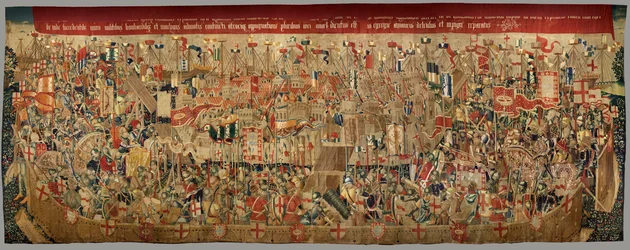 Parish museum for gobeliner (Parish Museum of Pastrana Tapestries). flamsk billedvev. Encirclement of Asilah (Beleiringen av Asilah, De omsingeling van Arzila). Seriens erobringer av kong Alfonso I av Portugal. Tournai.