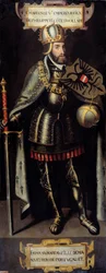 Portrett av Karl V (1500-1558) konge av Spania, keiser av Det hellige romerske rike. Maleri av den flamske skolen
