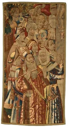 Tapestry, A Jewish Gathering, laget i Flandern, Belgia, muligens midten av 1400-tallet (ull)