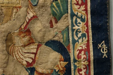 Tapet som viser erobringene av kong Alfonso V av Portugal (Conquistas de Alfonso V de Portugal), Tournai. Detalj. (Ull og silke)