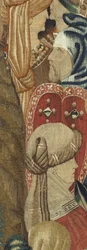 Tapet som viser erobringene av kong Alfonso V av Portugal (Conquistas de Alfonso V de Portugal), Tournai. Detalj. (Ull og silke)