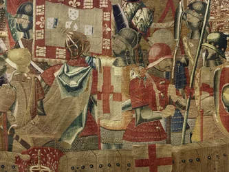 Tapet som viser erobringene av kong Alfonso V av Portugal (Conquistas de Alfonso V de Portugal), Tournai. Detalj. (Ull og silke)