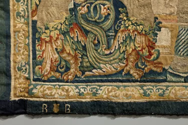 Tapet som viser erobringene av kong Alfonso V av Portugal (Conquistas de Alfonso V de Portugal), Tournai. Detalj. (Ull og silke)