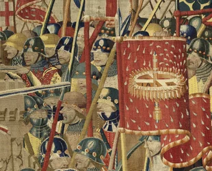 Tapet som viser erobringene av kong Alfonso V av Portugal (Conquistas de Alfonso V de Portugal), Tournai. Detalj. (Ull og silke)