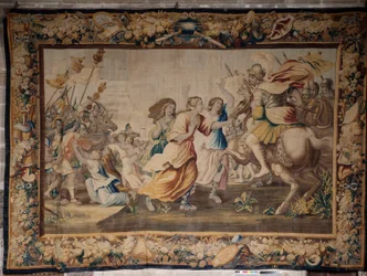 Katedralen (Catedral de Santa María de Sigüenza). Katedralsamlingen. flamsk billedvev. Romas historie (?). Signert: “BB D EGGERMANS. Ian Le Clerc, D Eggermans”. Brussel. Begynner på 1600-tallet.