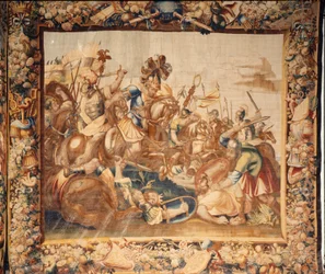 Katedralen (Catedral de Santa María de Sigüenza). Katedralsamlingen. flamsk billedvev. Romas historie. Signert: Ian Le Clerc, D Eggermans. Brussel. Begynner på 1600-tallet.