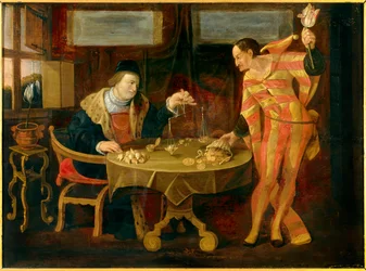 Salg av tulipanløk Maleri fra den flamske skole på 1600-tallet. Søn 0,54x0,74 m Rennes, musee des Beaux Arts