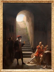 Koppen i fengselet besøkt av Montaigne, ca. 1822 (olje på lerret)
