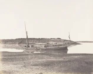 Louksor, Petit Bras du Nile - Voyageurs Barque, 1851-52, trykt 1853-54.