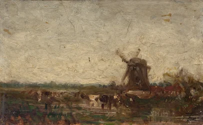 Holland, møllen, ca. 1853 (olje på papir på lerret)