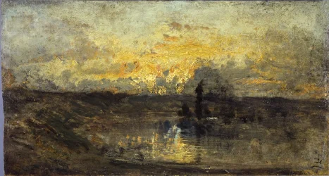 Elvesving (foran); tre studier (bak), mellom 1850 og 1860 (olje på tre)