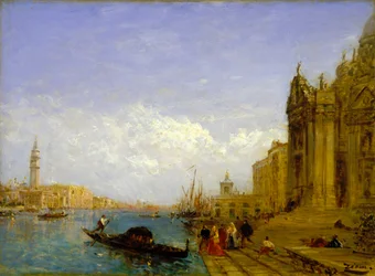 Venetiansk scene (olje på lerret)