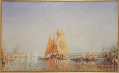 Venezia, Trabaccolo med gult seil, mellom 1870 og 1890 (olje på lerret)