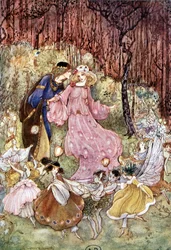 Par og alver - i "My Fairyland"" av Fiona Malcom, syk Florence Anderson