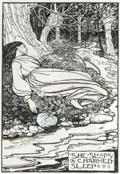 Illustrasjon til «Dikt av Christina Rossetti» (blyant og blekk på papir)