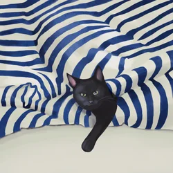 Tittende svart katt