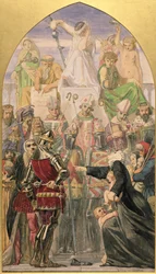 Studie for "The Spirit of Justice" (blyant, akvarell og kroppsfarge på papir)