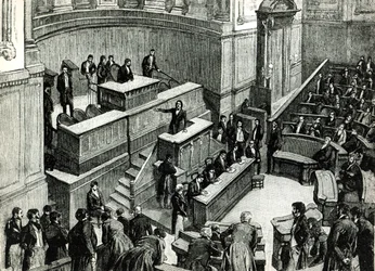 Victor Hugo (1802-85) i Chamber of Peers, ca. 1885