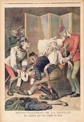Karikatur av Trippelalliansen mellom Tyskland, Østerrike og Italia, fra «Le Petit Journal», juni 1896