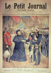 De franske vertene: Dronningen av Englands ankomst til Cherbourg, forsiden av «Le Petit Journal», 14. mars 1897