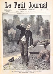 General Georges Ernest Boulangers (1837-91) selvmord på kirkegården i Ixelles, fra «Le Petit Journal», 10. oktober 1891