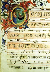 Ms 558 f.9r Historikert initial 