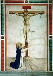 Sankt Dominik tilber krusifikset (freske)