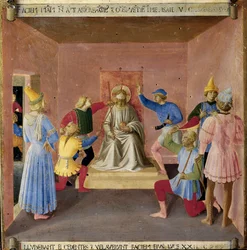 Jesus hånet av soldatene. Life of Christ, Armadio degli Argenti. (Tempera på tre