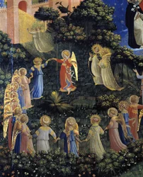 The Last Judgment: detalj av en runde laget av englene i paradis