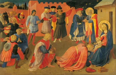 The Adoration of the Magi, Detalj fra sentralpanelet til predellaen, Tabernacle of the Linen Drapers