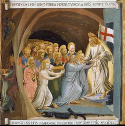 Kristi nedstigning i limbo. Life of Christ, Armadio degli Argenti. (Tempera på tre