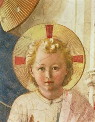 Detalj av Kristusbarnet fra Madonna delle Ombre, Skyggenes Madonna, freske fra 1450