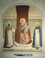 Madonna og barn med Saint Francis og Saint Zenobia Fresco av Guido di Pietro