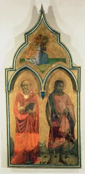 SS. Jerome og døperen Johannes, sidepanel fra The Madonna and Child with the Holy Trinity Tabernacle, ca. 1430 (tempera på panel) (se også 94746, 94748)