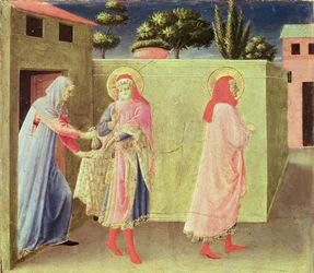 The Healing of Palladia av SS. Cosmas og Damian, predella fra Annalena-altertavlen, 1434 (tempera på panel)