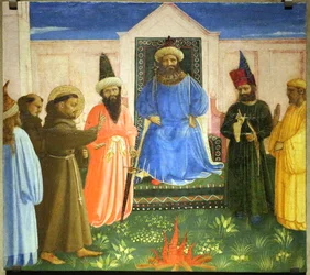 I Ildprøven tilbyr Frans å gå gjennom ild for å omvende Egypts sultan (Legenda maior, IX, 8)