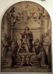 Pala del Gran Consiglio som representerer Saint Anne, Jomfruen og barna Jesus og Saint John the Baptist omgitt av hellige.
