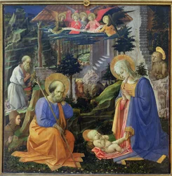 Tilbedelsen av barnet med de hellige Hilarius, Hieronymus, Maria Magdalena og engler