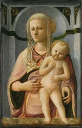 Madonna og barn, detalj, ca. 1435 (tempera på panel)