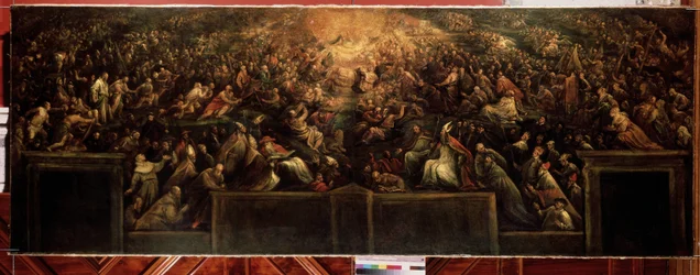 ""Le Paradis"" (La resurrection des Justes) (Resurrection of the Righteous (Heaven)) Maleri av Francesco Bassano (Francesco da Ponte) (1549-1592) 1582-1585 Dim. 127x351 cm Eremitagemuseet, Saint Petersburg (Saint Petersburg) )