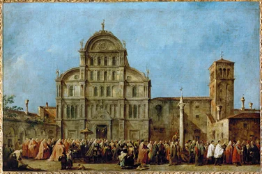 Prosesjonen til Dogen av Venezia til kirken San Zaccaria påskedag...