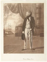 Portrett av prins William Henry ombord på et krigsskip fra den britiske kongelige marinen.