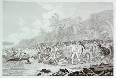 Kaptein Cooks død (uten tittel), ca. 1783 (gravering)
