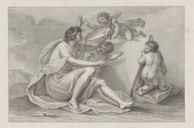 Titteltrykk med personifisering av maleri Ciprianis rudiments of drawing (serietittel) Ciprianis rudiments of drawing (serietittel)
