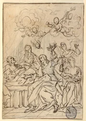 Tegning, St. Josefs død, 1880