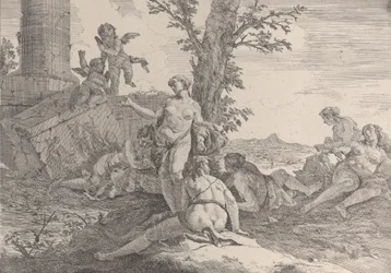 Seks nymfer og to putti, fra Bacchanals and Histories, 1744.